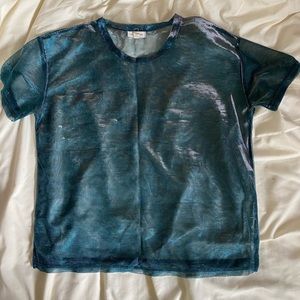 Blue/ Silver metallic mesh shirt